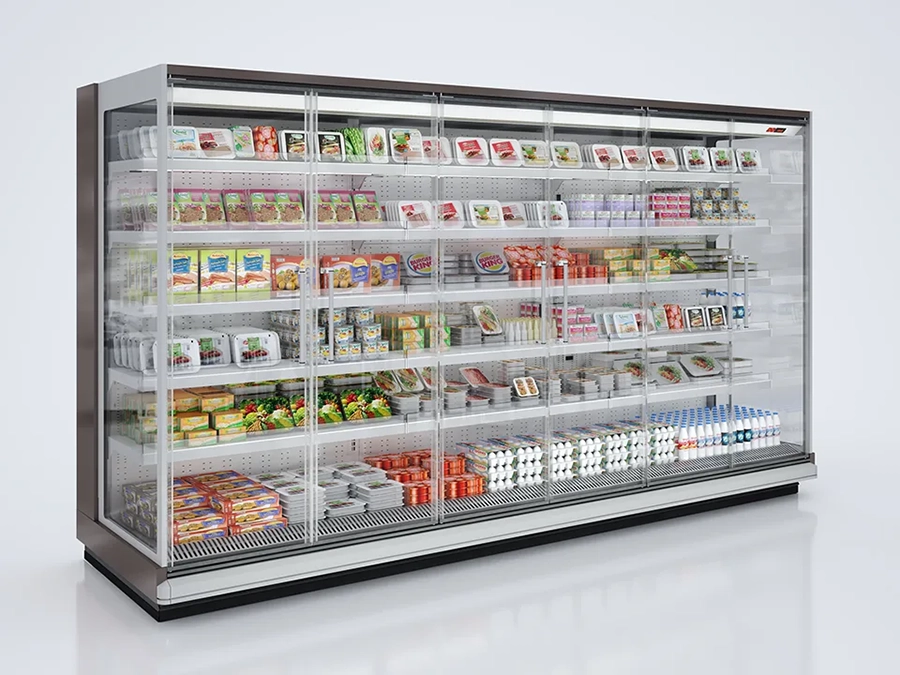 Glass-Door refrigerator for hypermarket - commercial refrigerator - Supermarket Design and implementation - Turnkey Solutions