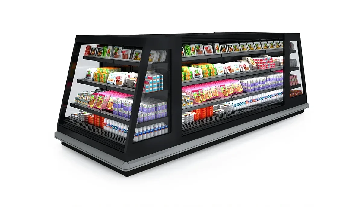 Semi vertical Refrigerator - commercial refrigerator - Supermarket Design and implementation - Turnkey Solutions ثلاجة عرض شبه عمودية ثلاجة سوبر ماركت