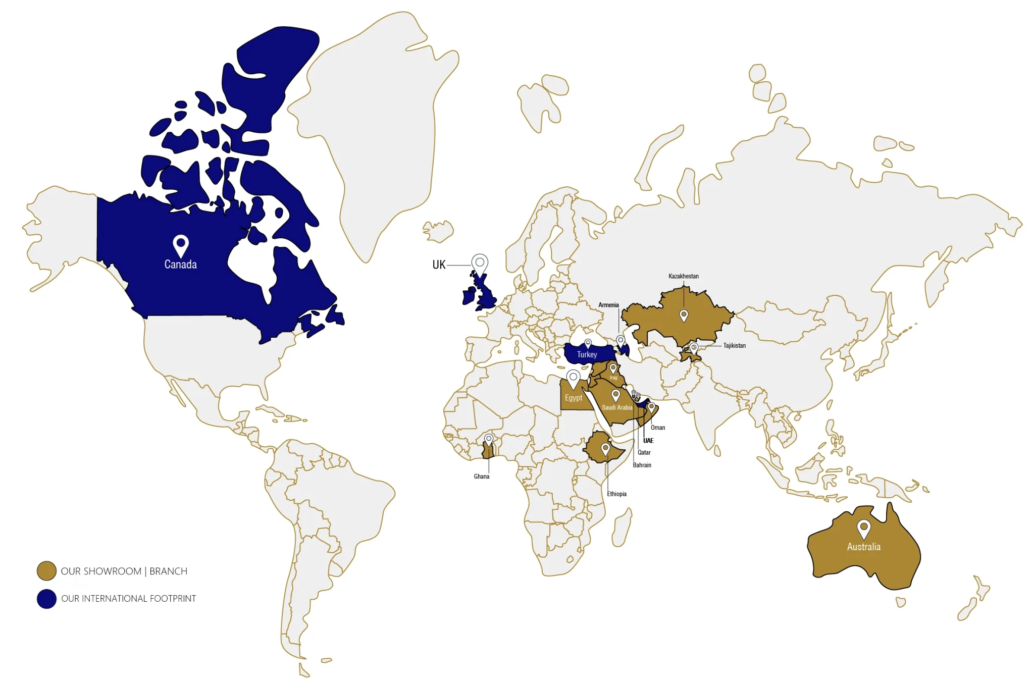 Dina Group global reach map