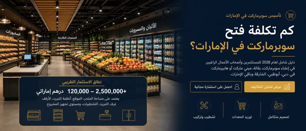 تكلفة فتح سوبرماركت في الإمارات مع تجهيزات متكاملة من Dina Group